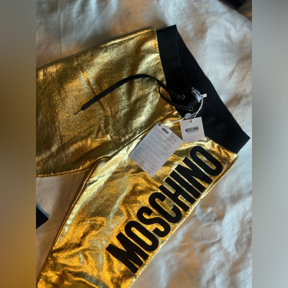 MOSCHINO metallic god jogging pants